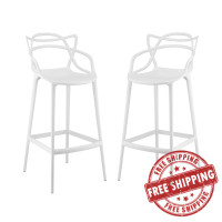 Modway EEI-2349-WHI-SET Entangled Bar Stool Set of 2 in White