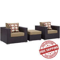 Modway EEI-2363-EXP-MOC-SET Convene 3 Piece Outdoor Patio Sofa Set in Espresso Mocha