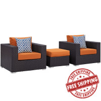 Modway EEI-2363-EXP-ORA-SET Convene 3 Piece Outdoor Patio Sofa Set in Espresso Orange