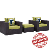 Modway EEI-2363-EXP-PER-SET Convene 3 Piece Outdoor Patio Sofa Set in Espresso Peridot