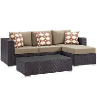 Modway EEI-2364-EXP-MOC-SET Espresso Mocha Convene 3 Piece Outdoor Patio Sofa Set