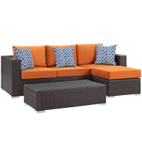 Modway EEI-2364-EXP-ORA-SET Espresso Orange Convene 3 Piece Outdoor Patio Sofa Set