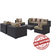 Modway EEI-2368-EXP-MOC-SET Convene 8 Piece Outdoor Patio Sectional Set in Espresso Mocha