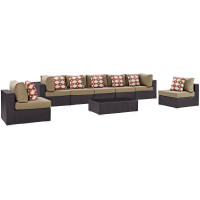 Modway EEI-2370-EXP-MOC-SET Convene 8 Piece Outdoor Patio Sectional Set in Espresso Mocha
