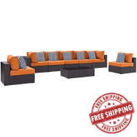 Modway EEI-2370-EXP-ORA-SET Convene 8 Piece Outdoor Patio Sectional Set in Espresso Orange