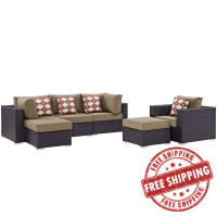 Modway EEI-2372-EXP-MOC-SET Convene 6 Piece Outdoor Patio Sectional Set in Espresso Mocha