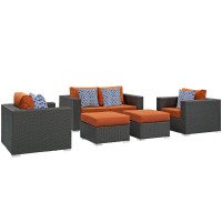 Modway EEI-2375-CHC-TUS-SET Sojourn 5 Piece Outdoor Patio Sunbrella Sectional Set in Canvas Tuscan