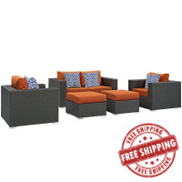 Modway EEI-2375-CHC-TUS-SET Sojourn 5 Piece Outdoor Patio Sunbrella Sectional Set in Canvas Tuscan