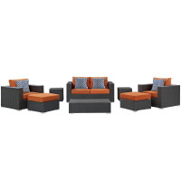 Modway EEI-2376-CHC-TUS-SET Sojourn 8 Piece Outdoor Patio Sunbrella Sectional Set in Canvas Tuscan