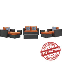 Modway EEI-2376-CHC-TUS-SET Sojourn 8 Piece Outdoor Patio Sunbrella Sectional Set in Canvas Tuscan