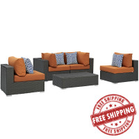 Modway EEI-2378-CHC-TUS-SET Sojourn 5 Piece Outdoor Patio Sunbrella Sectional Set in Canvas Tuscan