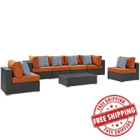 Modway EEI-2379-CHC-TUS-SET Sojourn 7 Piece Outdoor Patio Sunbrella Sectional Set in Canvas Tuscan