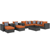 Modway EEI-2383-CHC-TUS-SET Sojourn 10 Piece Outdoor Patio Sunbrella Sectional Set in Canvas Tuscan