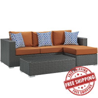 Modway EEI-2384-CHC-TUS-SET Sojourn 3 Piece Outdoor Patio Sunbrella Sectional Set in Canvas Tuscan