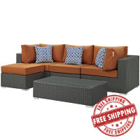 Modway EEI-2385-CHC-TUS-SET Sojourn 5 Piece Outdoor Patio Sunbrella Sectional Set in Canvas Tuscan