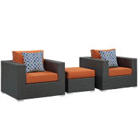 Modway EEI-2386-CHC-TUS-SET Sojourn 3 Piece Outdoor Patio Sunbrella Sectional Set in Canvas Tuscan