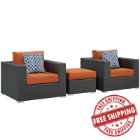 Modway EEI-2386-CHC-TUS-SET Sojourn 3 Piece Outdoor Patio Sunbrella Sectional Set in Canvas Tuscan