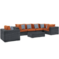 Modway EEI-2387-GRY-TUS-SET Summon 7 Piece Outdoor Patio Sunbrella Sectional Set in Canvas Tuscan
