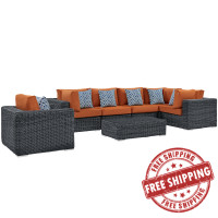 Modway EEI-2387-GRY-TUS-SET Summon 7 Piece Outdoor Patio Sunbrella Sectional Set in Canvas Tuscan
