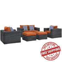 Modway EEI-2388-GRY-TUS-SET Summon 5 Piece Outdoor Patio Sunbrella Sectional Set in Canvas Tuscan