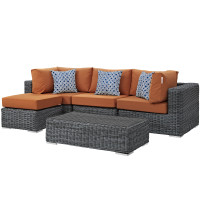 Modway EEI-2398-GRY-TUS-SET Summon 5 Piece Outdoor Patio Sunbrella Sectional Set in Canvas Tuscan