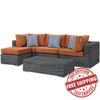 Modway EEI-2398-GRY-TUS-SET Summon 5 Piece Outdoor Patio Sunbrella Sectional Set in Canvas Tuscan