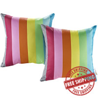 Modway EEI-2401-RAN Modway Two Piece Outdoor Patio Pillow Set in Rainbow