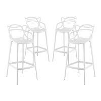 Modway EEI-2402-WHI-SET Entangled Bar Stool Set of 4 in White