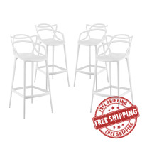 Modway EEI-2402-WHI-SET Entangled Bar Stool Set of 4 in White