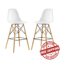 Modway EEI-2422-WHI-SET Pyramid Dining Side Bar Stool Set of 2 in White