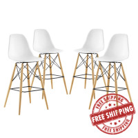 Modway EEI-2423-WHI-SET Pyramid Dining Side Bar Stool Set of 4 in White