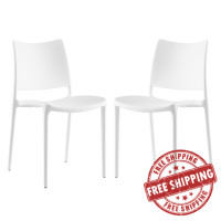 Modway EEI-2424-WHI-SET Hipster Dining Side Chair Set of 2 in White