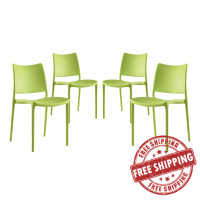 Modway EEI-2425-GRN-SET Hipster Dining Side Chair Set of 4 in Green