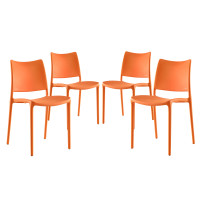 Modway EEI-2425-ORA-SET Hipster Dining Side Chair Set of 4 in Orange