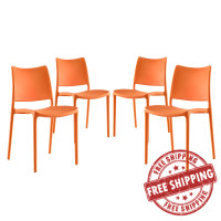 Modway EEI-2425-ORA-SET Hipster Dining Side Chair Set of 4 in Orange