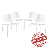 Modway EEI-2425-WHI-SET Hipster Dining Side Chair Set of 4 in White