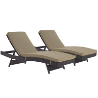 Modway EEI-2428-EXP-MOC-SET Convene Chaise Outdoor Patio Set of 2 in Espresso Mocha
