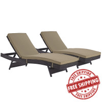 Modway EEI-2428-EXP-MOC-SET Convene Chaise Outdoor Patio Set of 2 in Espresso Mocha