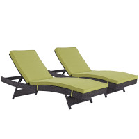 Modway EEI-2428-EXP-PER-SET Convene Chaise Outdoor Patio Set of 2 in Espresso Peridot