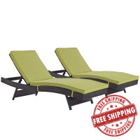 Modway EEI-2428-EXP-PER-SET Convene Chaise Outdoor Patio Set of 2 in Espresso Peridot