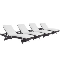 Modway EEI-2429-EXP-WHI-SET Convene Chaise Outdoor Patio Set of 4 in Espresso White