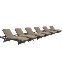 Modway EEI-2430-EXP-MOC-SET Convene Chaise Outdoor Patio Set of 6 in Espresso Mocha