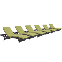 Modway EEI-2430-EXP-PER-SET Convene Chaise Outdoor Patio Set of 6 in Espresso Peridot
