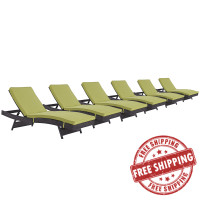 Modway EEI-2430-EXP-PER-SET Convene Chaise Outdoor Patio Set of 6 in Espresso Peridot