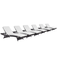 Modway EEI-2430-EXP-WHI-SET Convene Chaise Outdoor Patio Set of 6 in Espresso White
