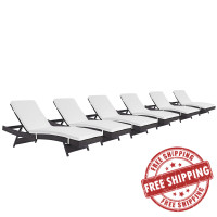 Modway EEI-2430-EXP-WHI-SET Convene Chaise Outdoor Patio Set of 6 in Espresso White