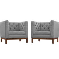 Modway EEI-2436-GRY-SET Panache Living Room Set Fabric Set of 2 in Expectation Gray