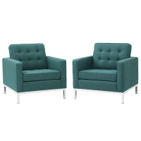 Modway EEI-2440-TEA-SET Loft Armchairs Upholstered Fabric Set of 2
