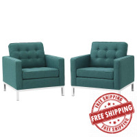 Modway EEI-2440-TEA-SET Loft Armchairs Upholstered Fabric Set of 2