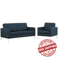 Modway EEI-2442-AZU-SET Loft Living Room Set Fabric Set of 2 in Azure